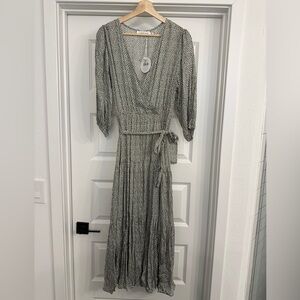 Petal and Pup Green and White Midi Dress NWT